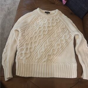 J. Crew Ivory Cable Knit Sweater